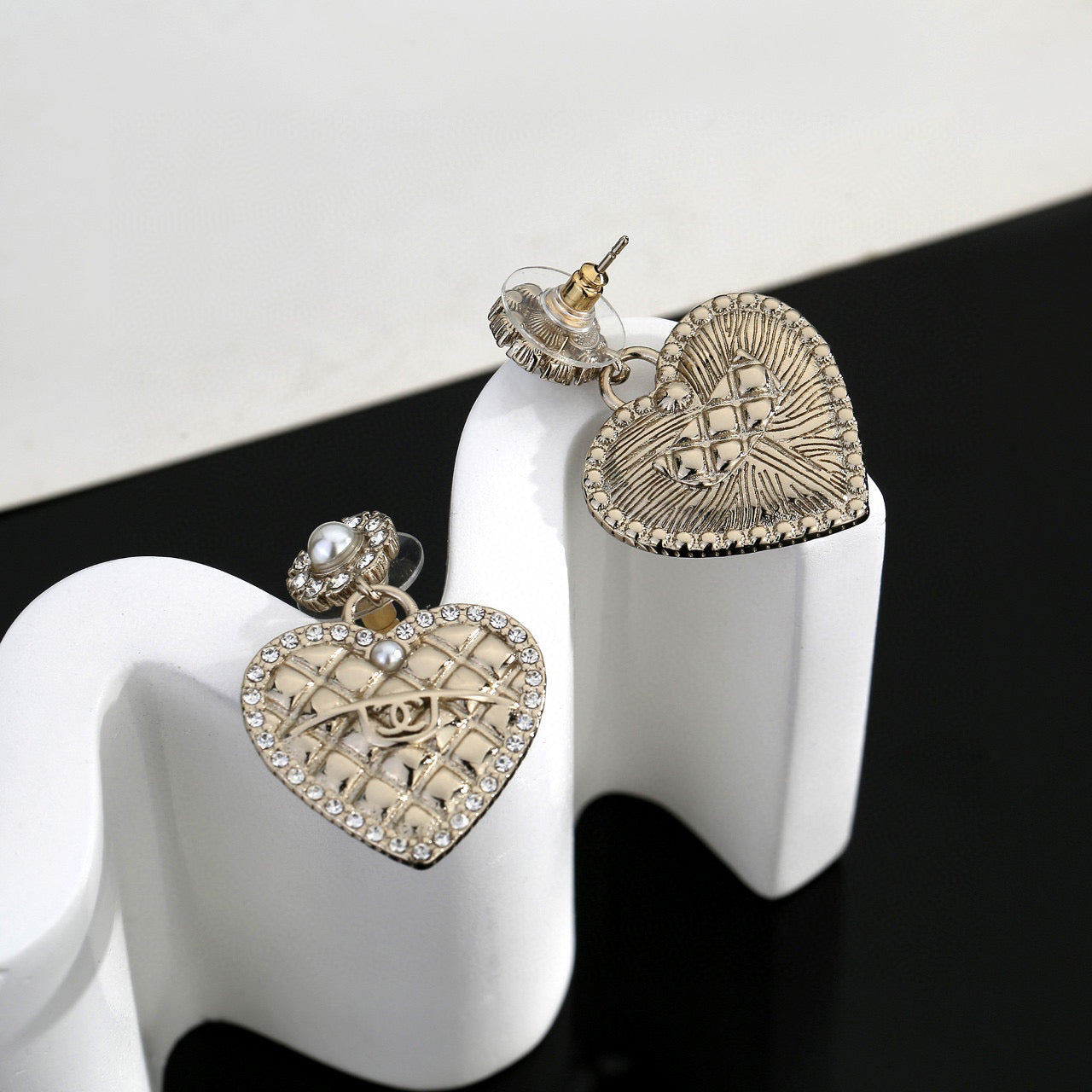 Signature Emblem Stud Earrings in Gold-Tone – Design 014 styled product view