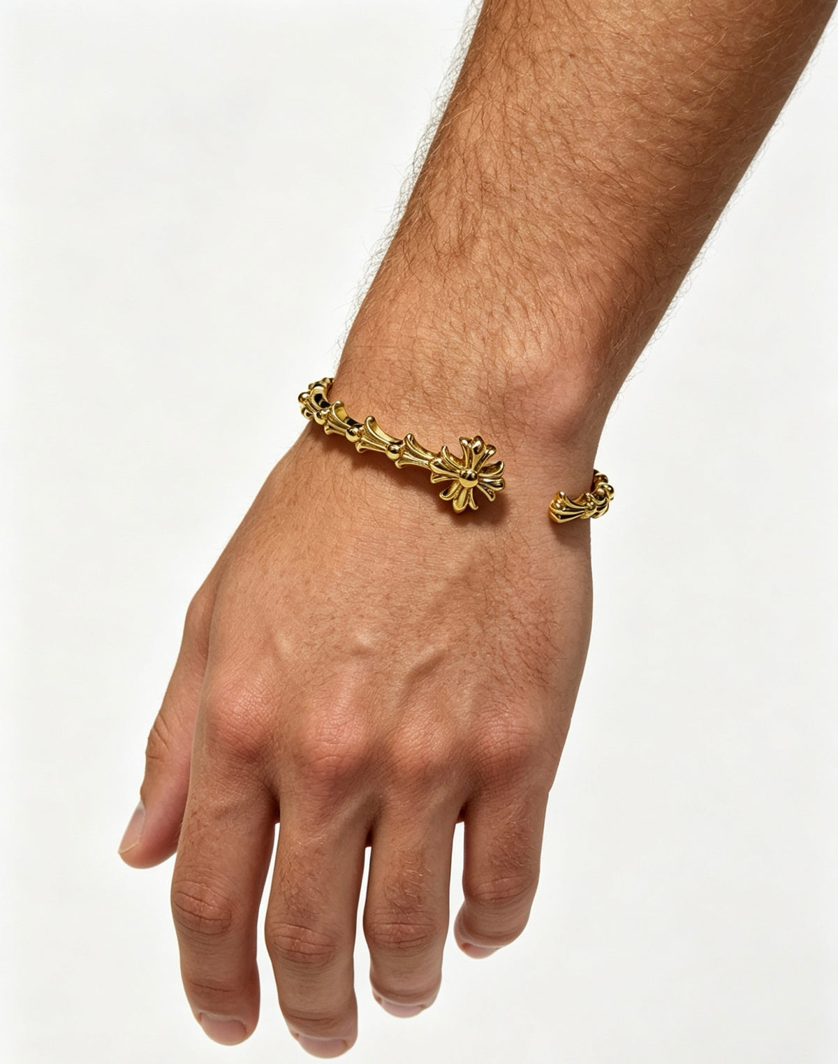 Cross Statement Bracelet in Metal-Tone – Design 01 detail view