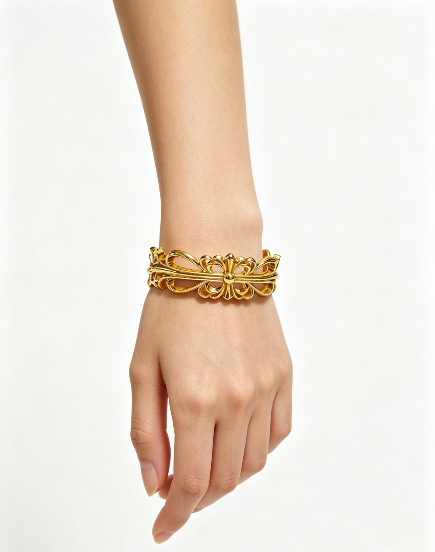 Cross Statement Bracelet in Metal-Tone – Design 08 detail view