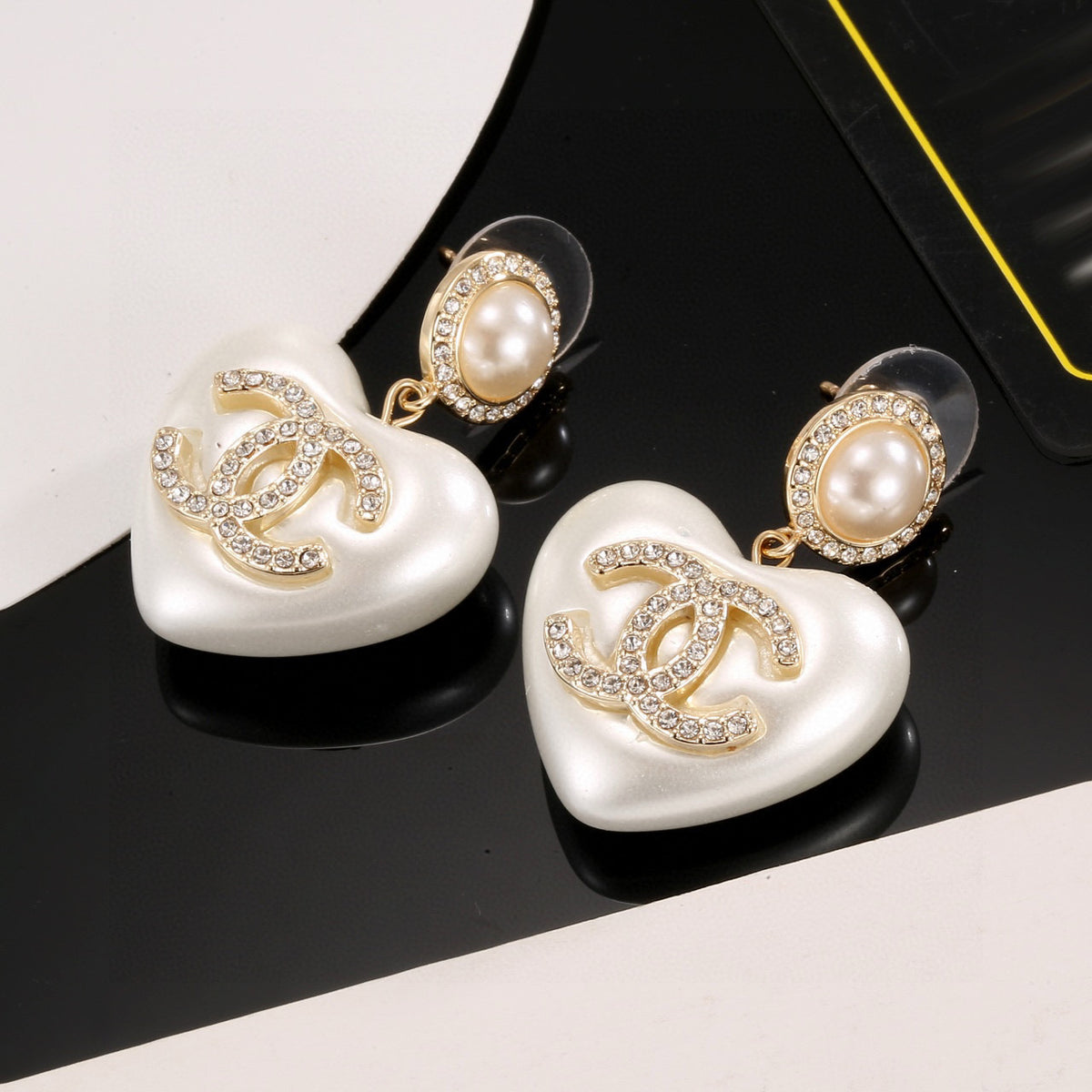 Signature Emblem Stud Earrings in Polished Metal-Tone – Design 015 main product view
