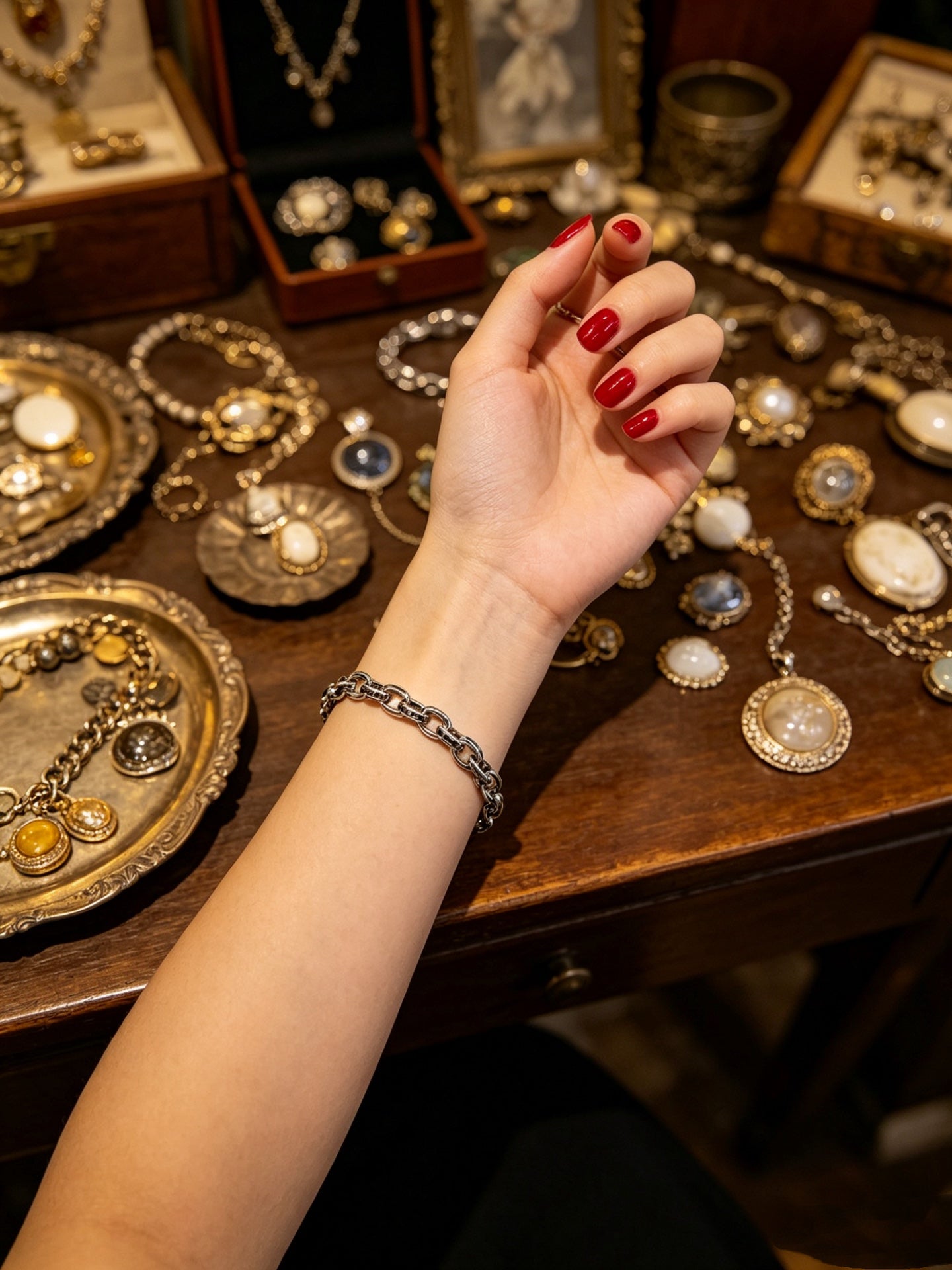 Signature Emblem Bracelet in Polished Metal-Tone – Design 013 detail view