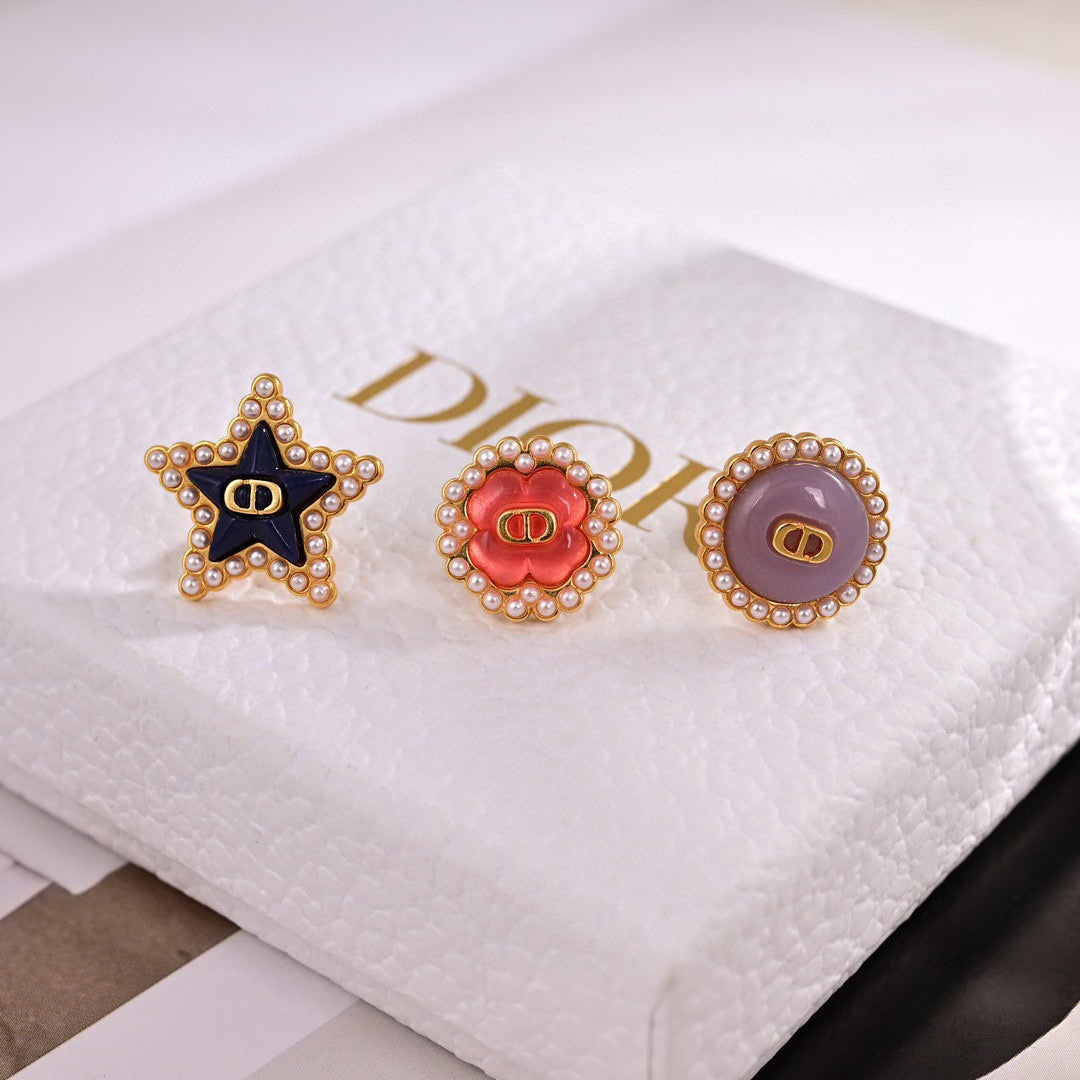 Graphic Letter Motif Statement Earrings in Polished Metal-Tone – Design 003 styled view
