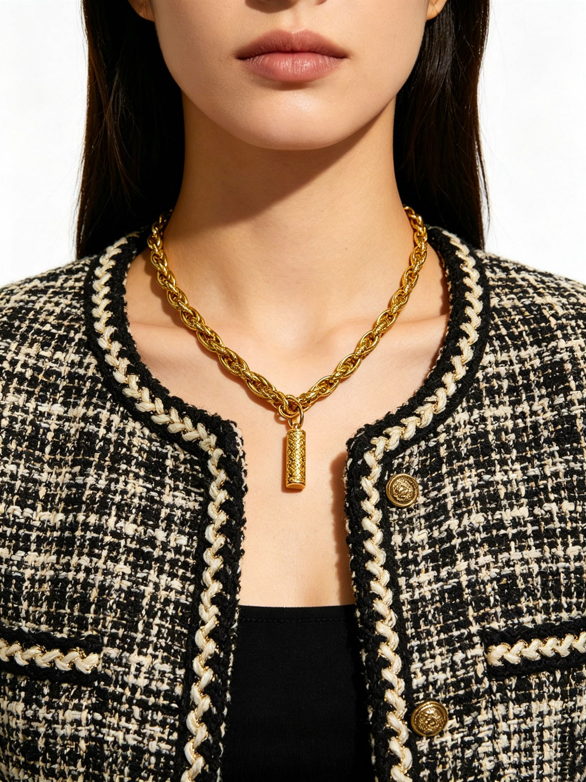 Cross Pendant Necklace in Antique Silver-Tone – Design 04 detail view