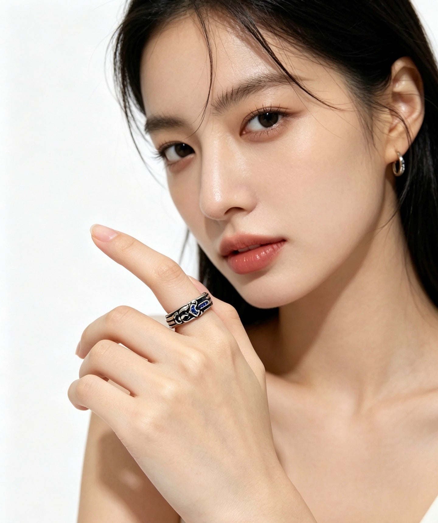 Signature Emblem Statement Ring in Polished Metal-Tone – Design 002 detail view