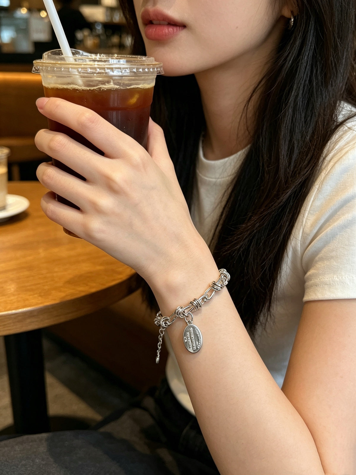 Signature Motif Bracelet in Silver-Tone – Vintage Detail – Design 03 detail view