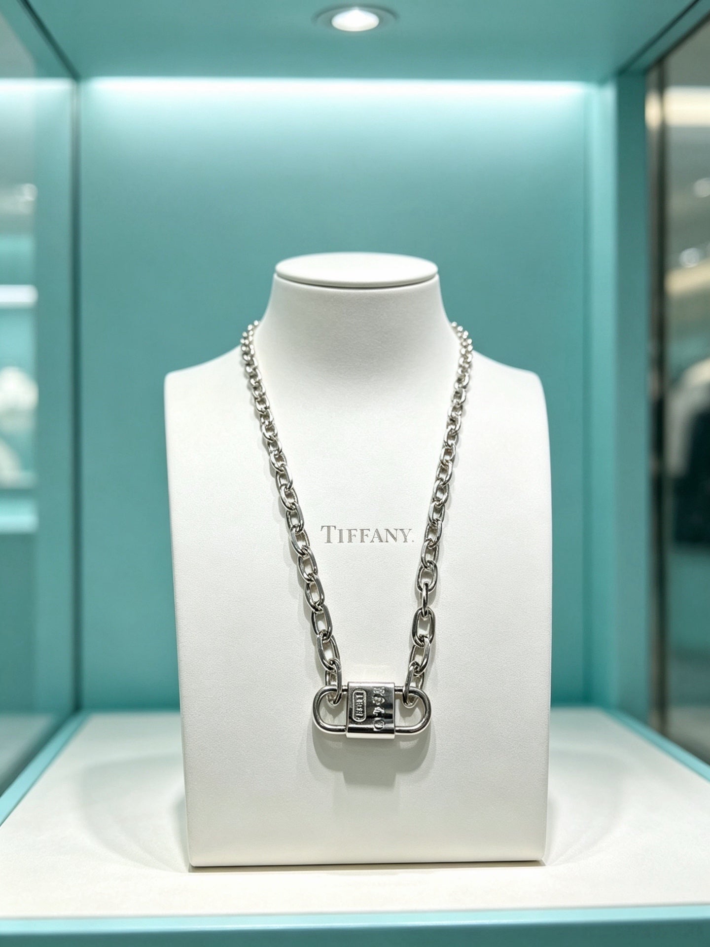 Signature Motif Pendant Necklace in Silver-Tone – Vintage Detail – Design 02 side detail