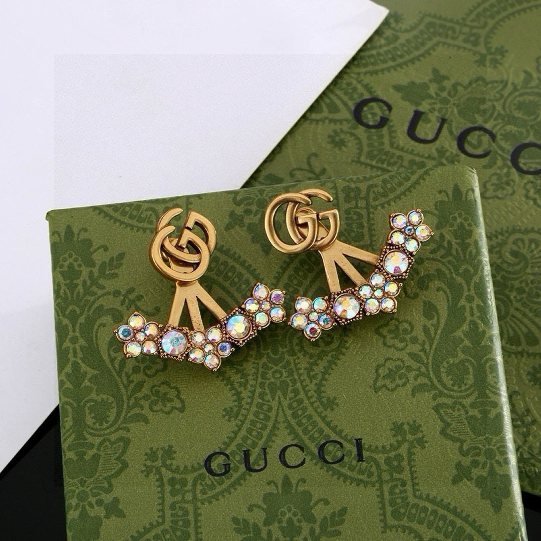 Double-G Emblem Stud Earrings in Gold-Tone – Design 002 main product view