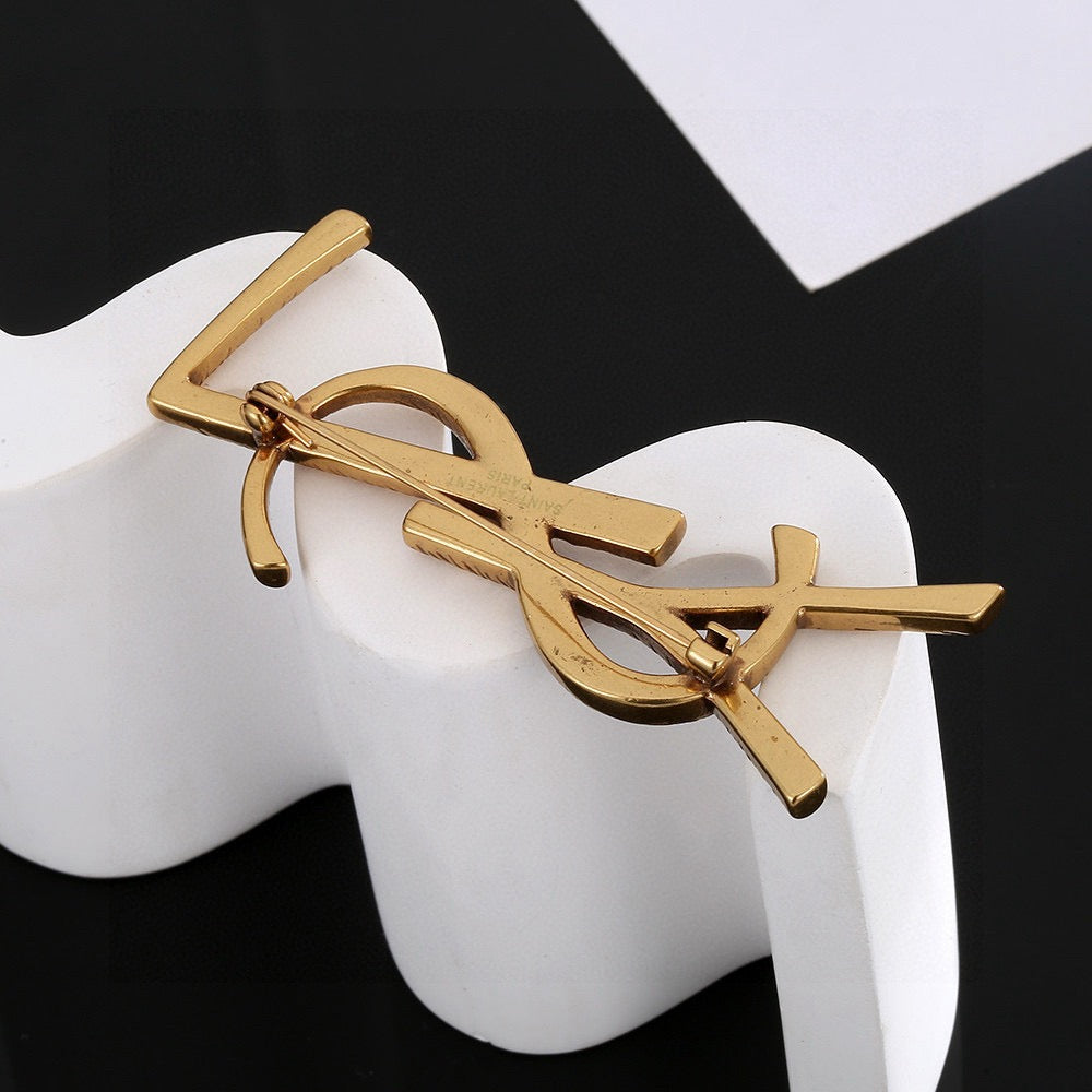 Geometric Emblem Brooch in Polished Metal-Tone – Design 001 main product view