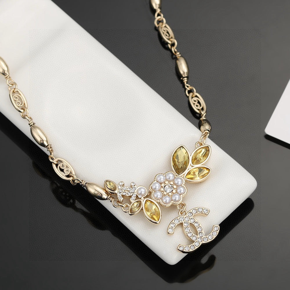 Camellia Pendant Necklace in Gold-Tone – Camellia Detail – Design 002 detail view