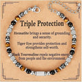 Evil Eye Fivefold Protection Bracelet | 5 Natural Crystals | Adjustable Wax Rope