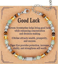 Evil Eye Fivefold Protection Bracelet | 5 Natural Crystals | Adjustable Wax Rope