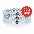 Lagoon, Arctic & Moonlight Natural Stone Bead Bracelet Trio | Paw Charm | Rescue Charity