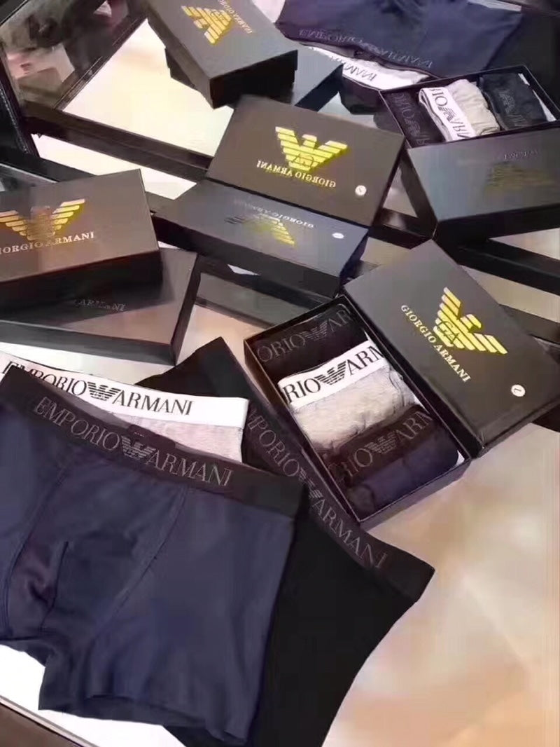 Armani Broad Logo Waistbands Men's Boxer Briefs - 4-Piece Box