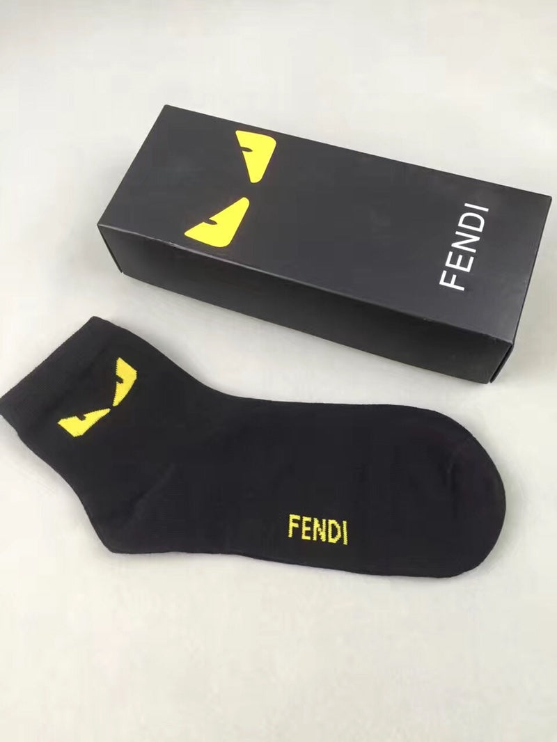 Fendi Contrast Logo Details No-Show Socks - 5-Pair Set