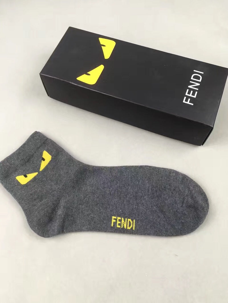 Fendi Contrast Logo Details No-Show Socks - 5-Pair Set