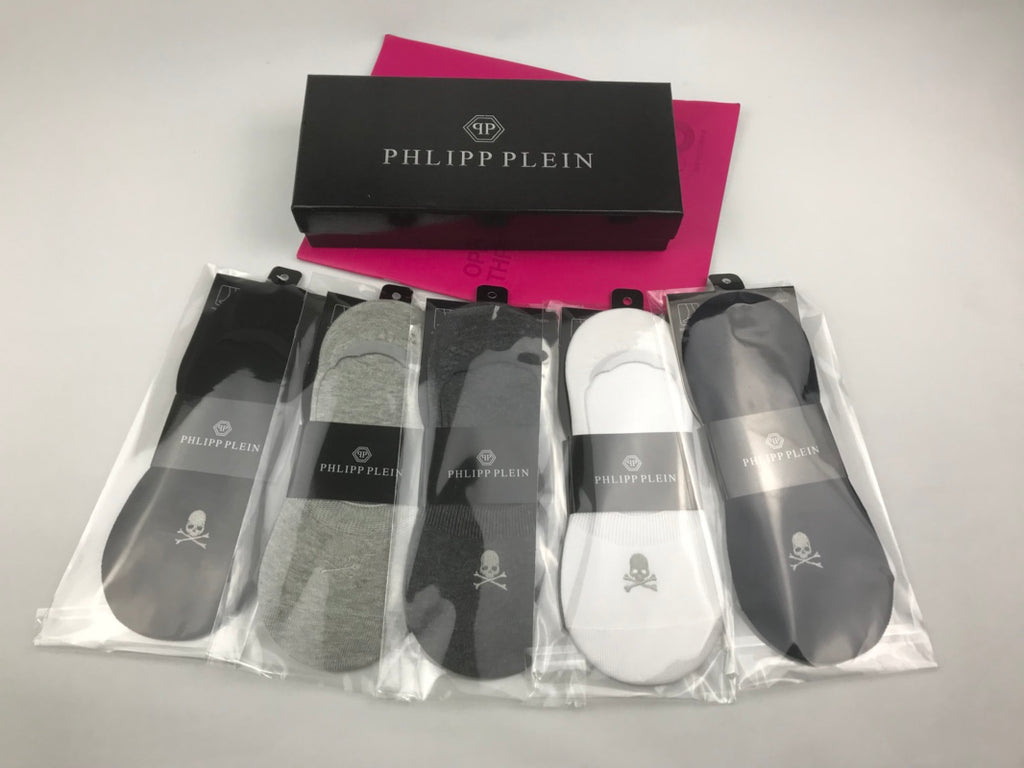 Philipp Plein Cotton Small Skull Details No-Show Socks - 5-Pair Set