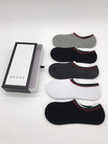 Gucci Contrast Stripe Details No-Show Socks - 5-Pair Set