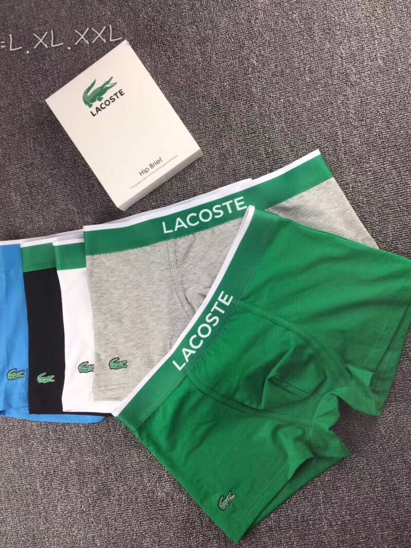 Lacoste Cotton Striped Logo Waistbands Men's Boxer Briefs