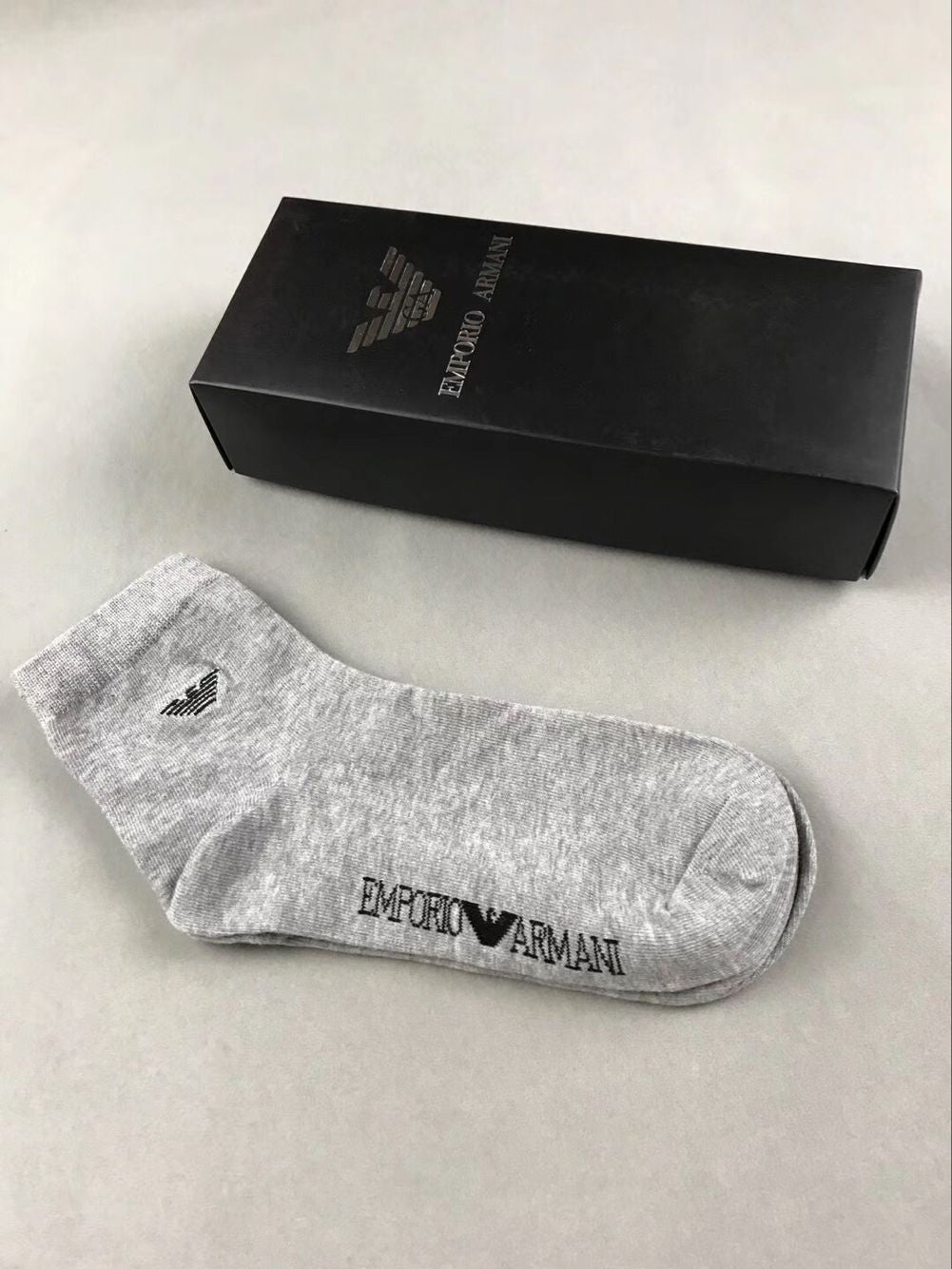 Armani Cotton Visible Cuff, Colour And Emblem Details Crew Socks - 5-Pair Set