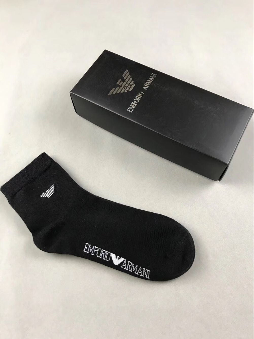Armani Cotton Visible Cuff, Colour And Emblem Details Crew Socks - 5-Pair Set