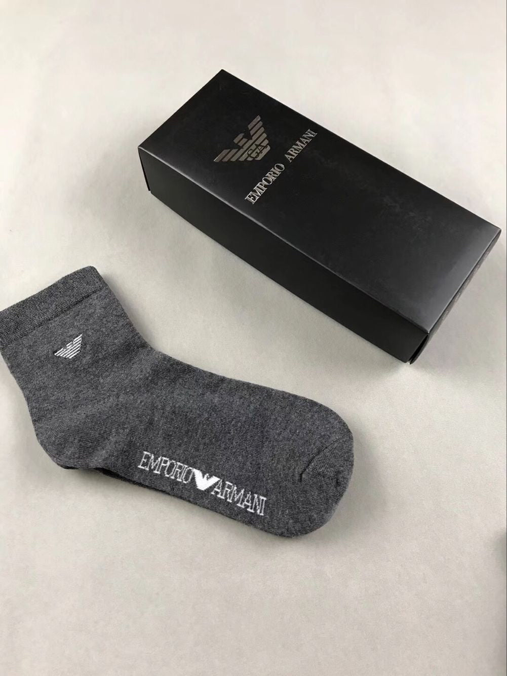 Armani Cotton Visible Cuff, Colour And Emblem Details Crew Socks - 5-Pair Set