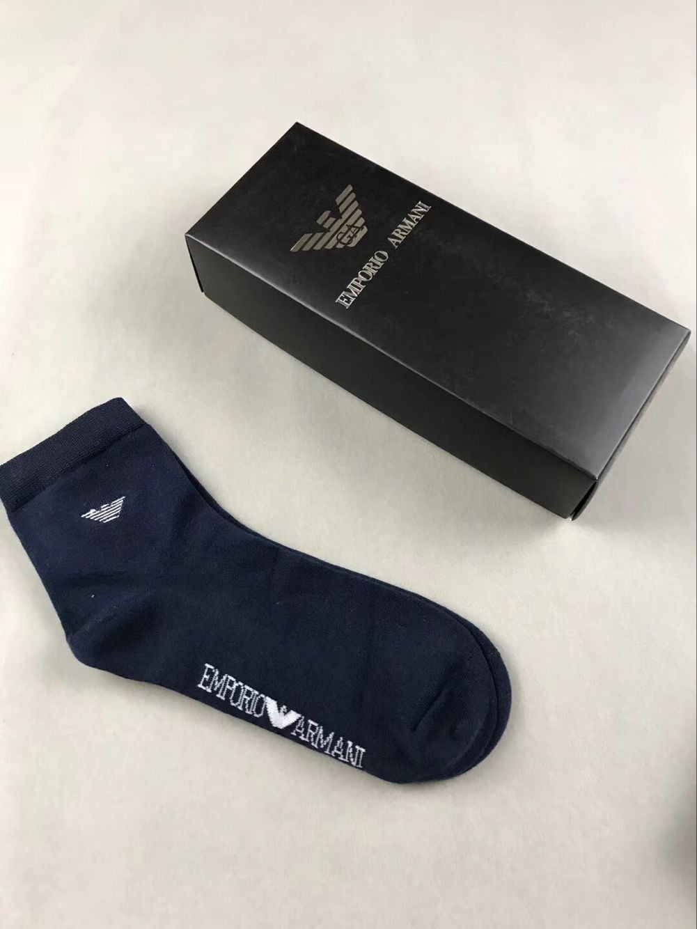 Armani Cotton Visible Cuff, Colour And Emblem Details Crew Socks - 5-Pair Set