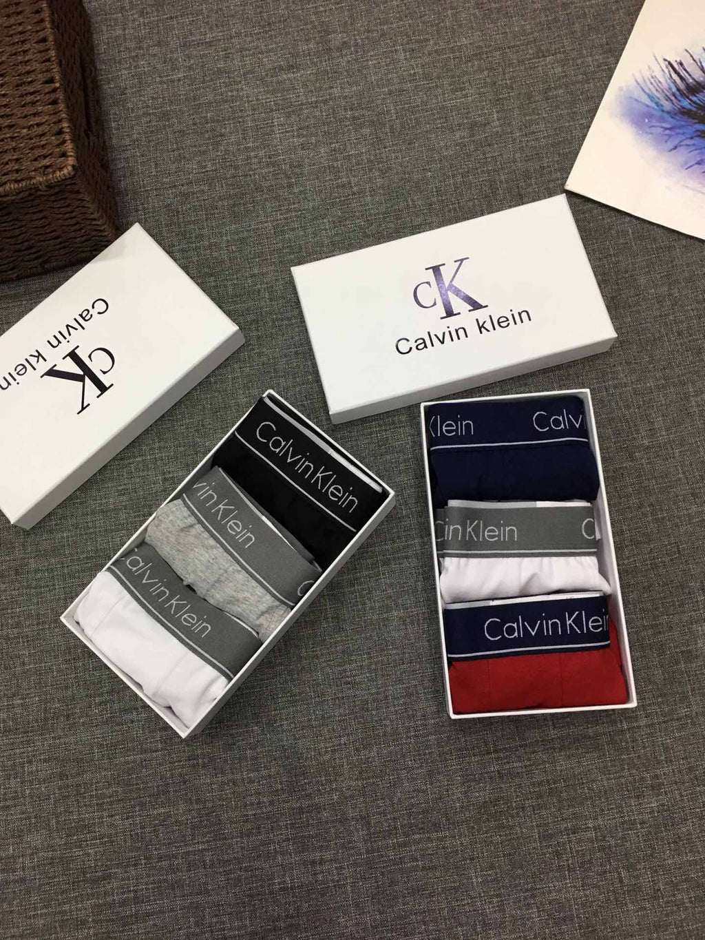 Calvin Klein Cotton-spandex blend Slim Contrast Waistbands Men's Boxer Briefs - 3-Piece Box