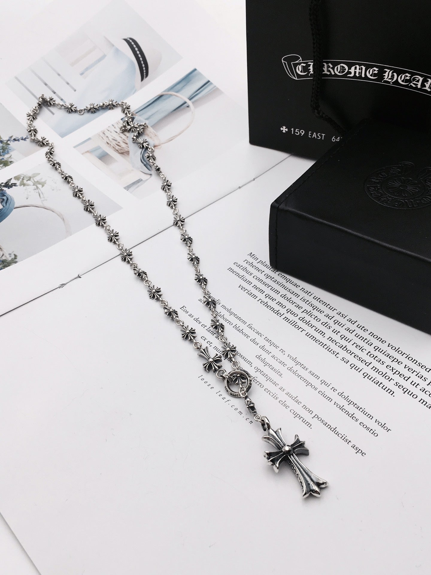 Cross Pendant Necklace in Metal-Tone – Design 07 side detail
