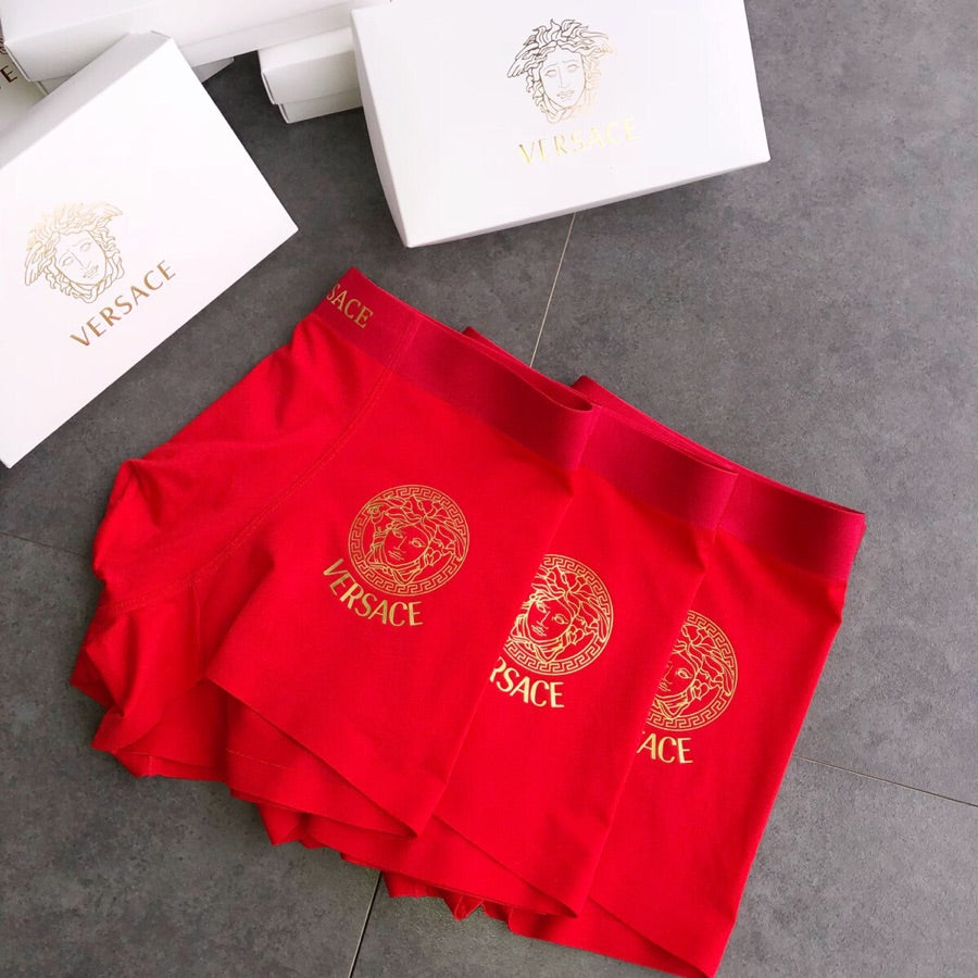 Versace Gold Medallion Details Men's Boxer Briefs - 3-Piece Box
