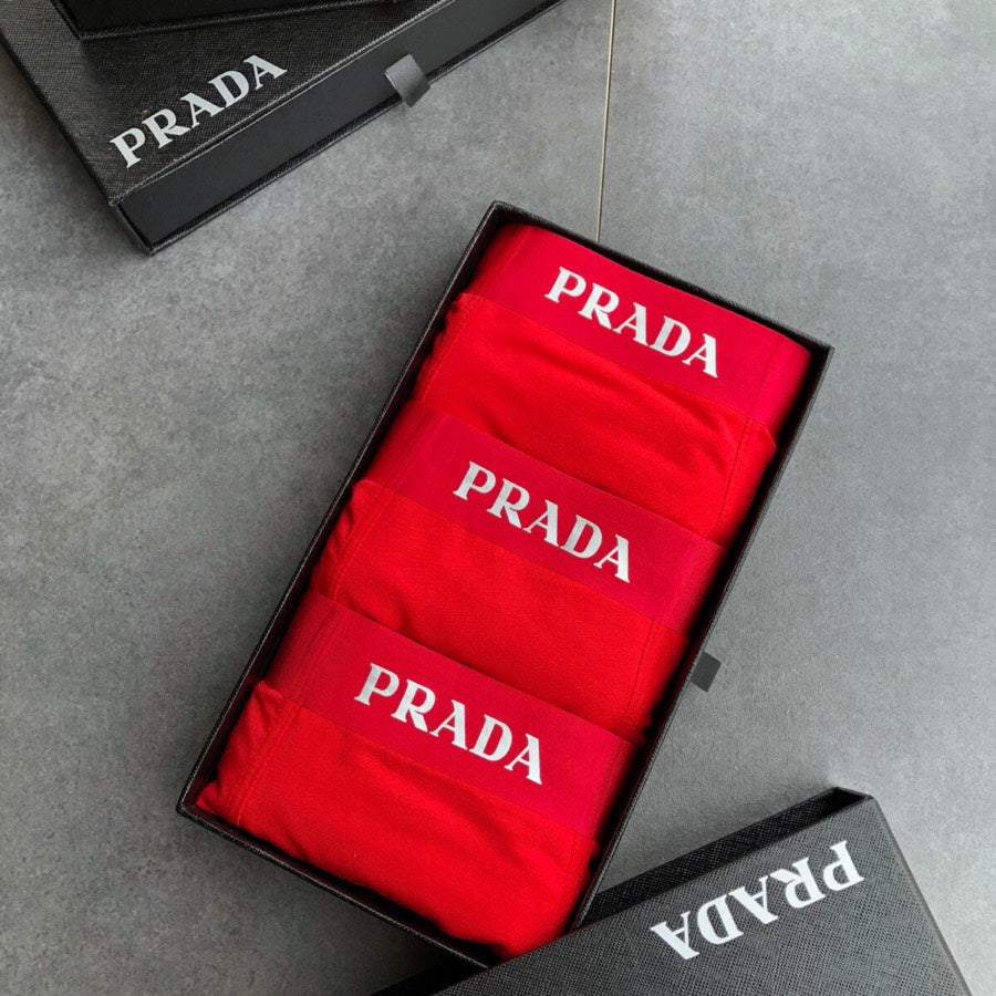 Prada Red Men's Boxer Briefs - 3-Piece Box
