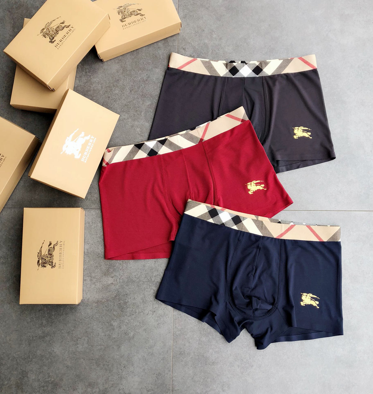 Burberry Check-Inspired Waistbands Men's Boxer Briefs - 3-Piece Box