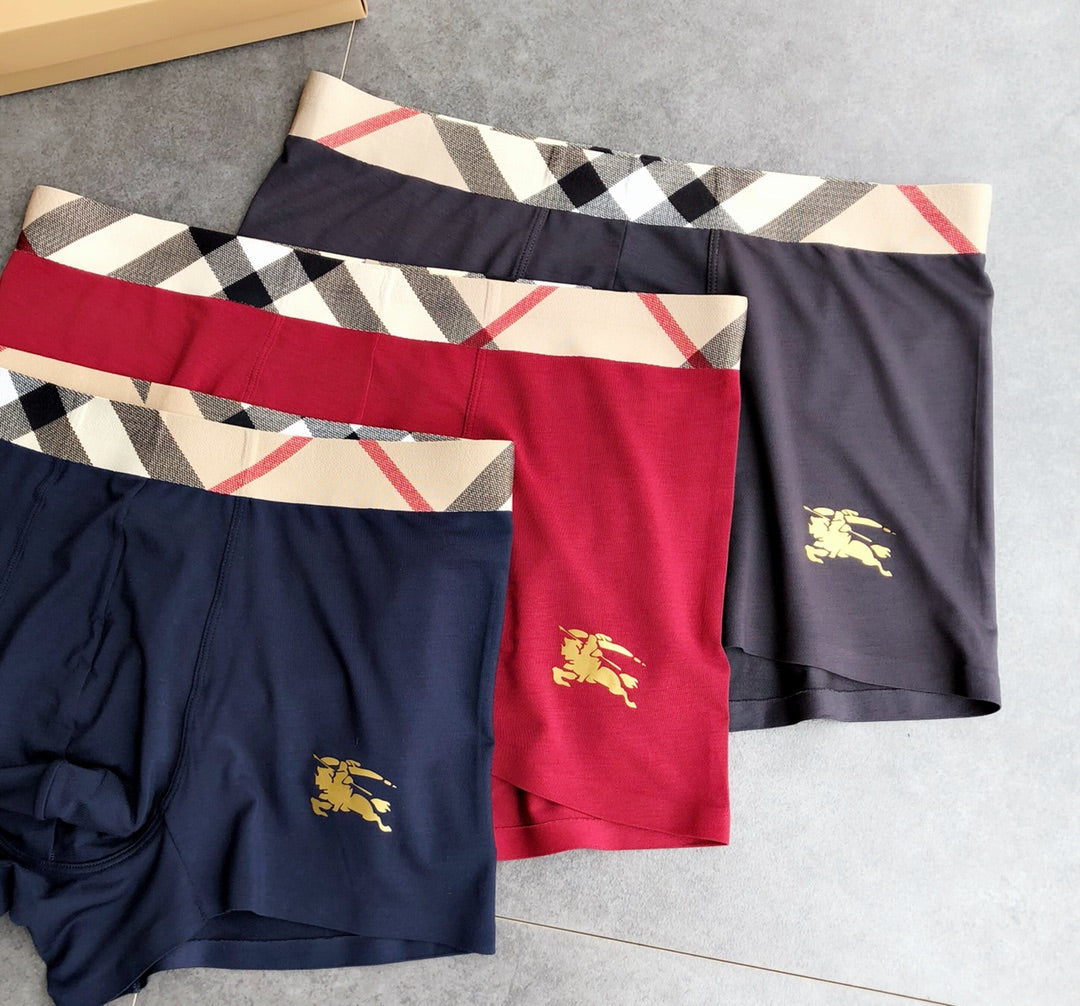 Burberry Visible Colour, Waistband And Emblem Details Men's Boxer Briefs - 3-Piece Box