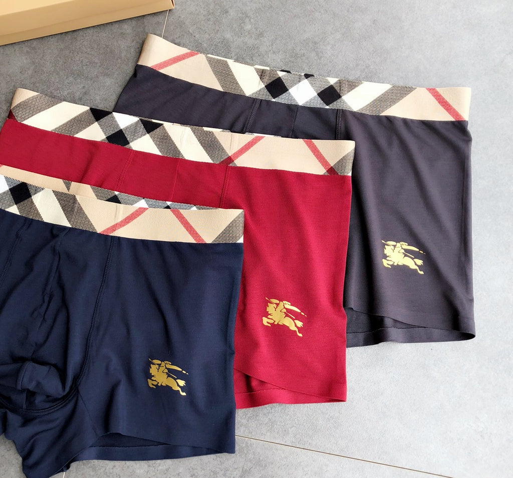 Burberry Check-Inspired Waistbands Men's Boxer Briefs - 3-Piece Box