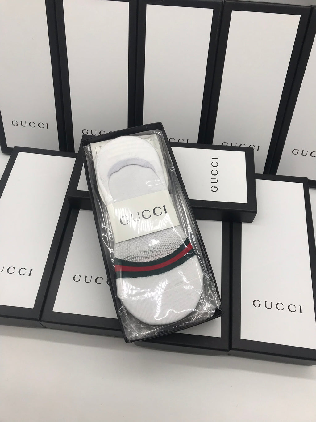 Gucci Cotton Visible Colour, Cuff And Emblem Details No-Show Socks - 5-Pair Set