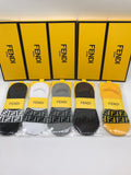 Fendi Cotton Visible Logo, Stripe Or Motif Details Crew Socks - 5-Pair Set