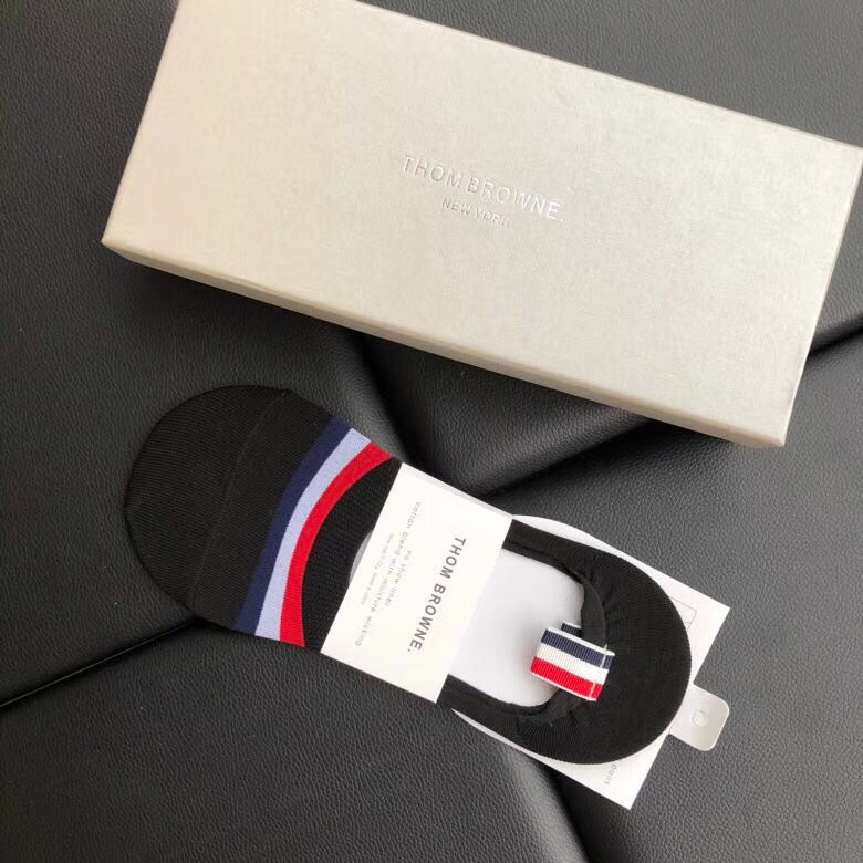Thom Browne Cotton Visible Branded Cuff Or Emblem Details No-Show Socks - 5-Pair Set