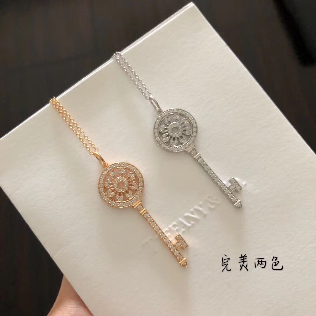 Key Pendant Necklace in Gold-Tone front product view