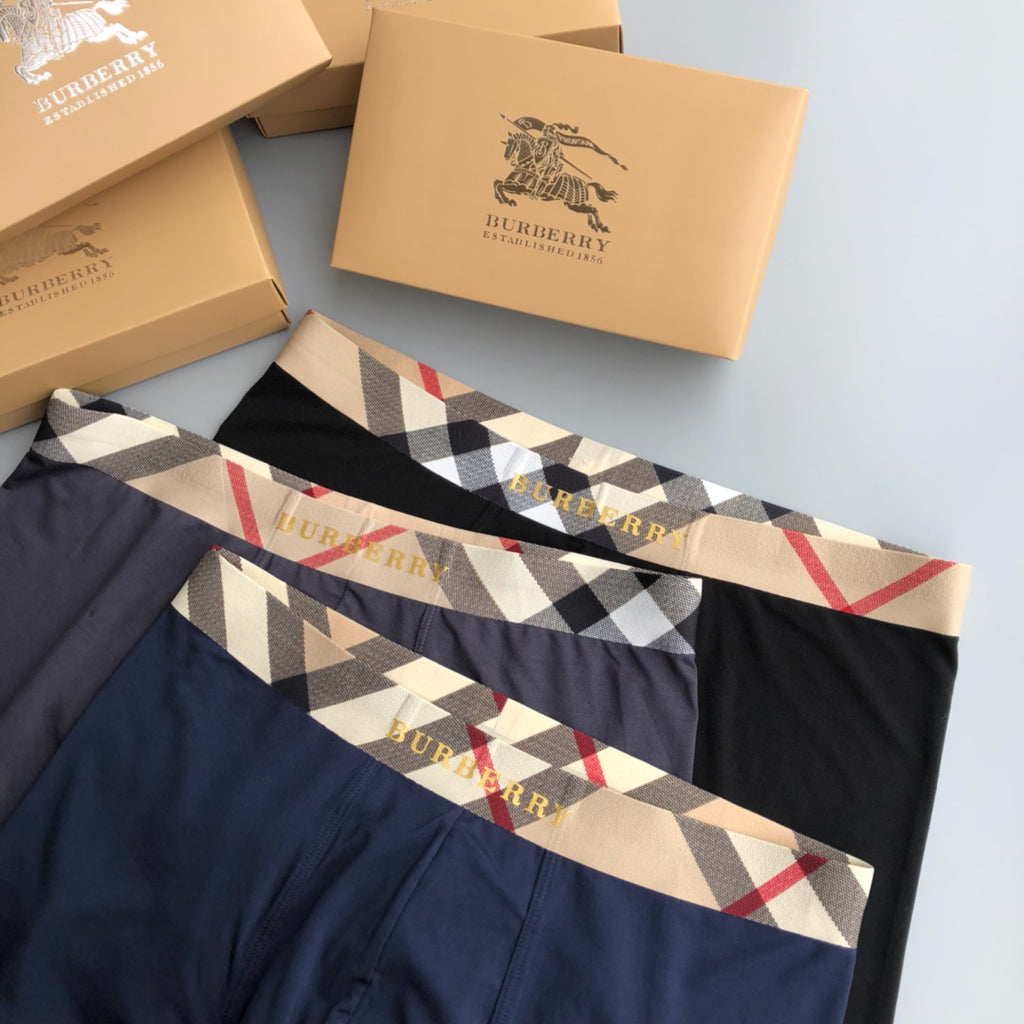 Burberry Check-Inspired Waistbands Men's Boxer Briefs - 3-Piece Box