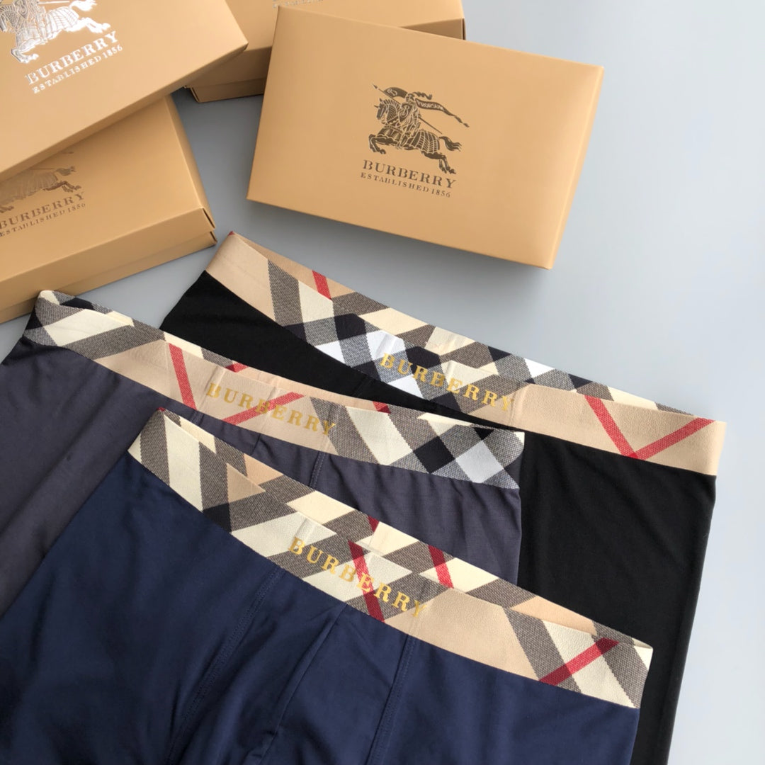 Burberry Check-Inspired Waistbands Men's Boxer Briefs - 3-Piece Box