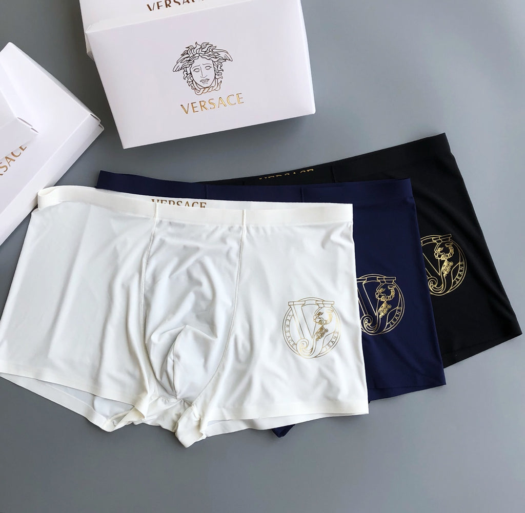 Versace Contrast Logo Waistbands Men's Boxer Briefs - 3-Piece Box