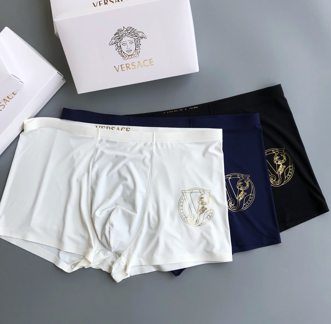 Versace Contrast Logo Waistbands Men's Boxer Briefs - 3-Piece Box