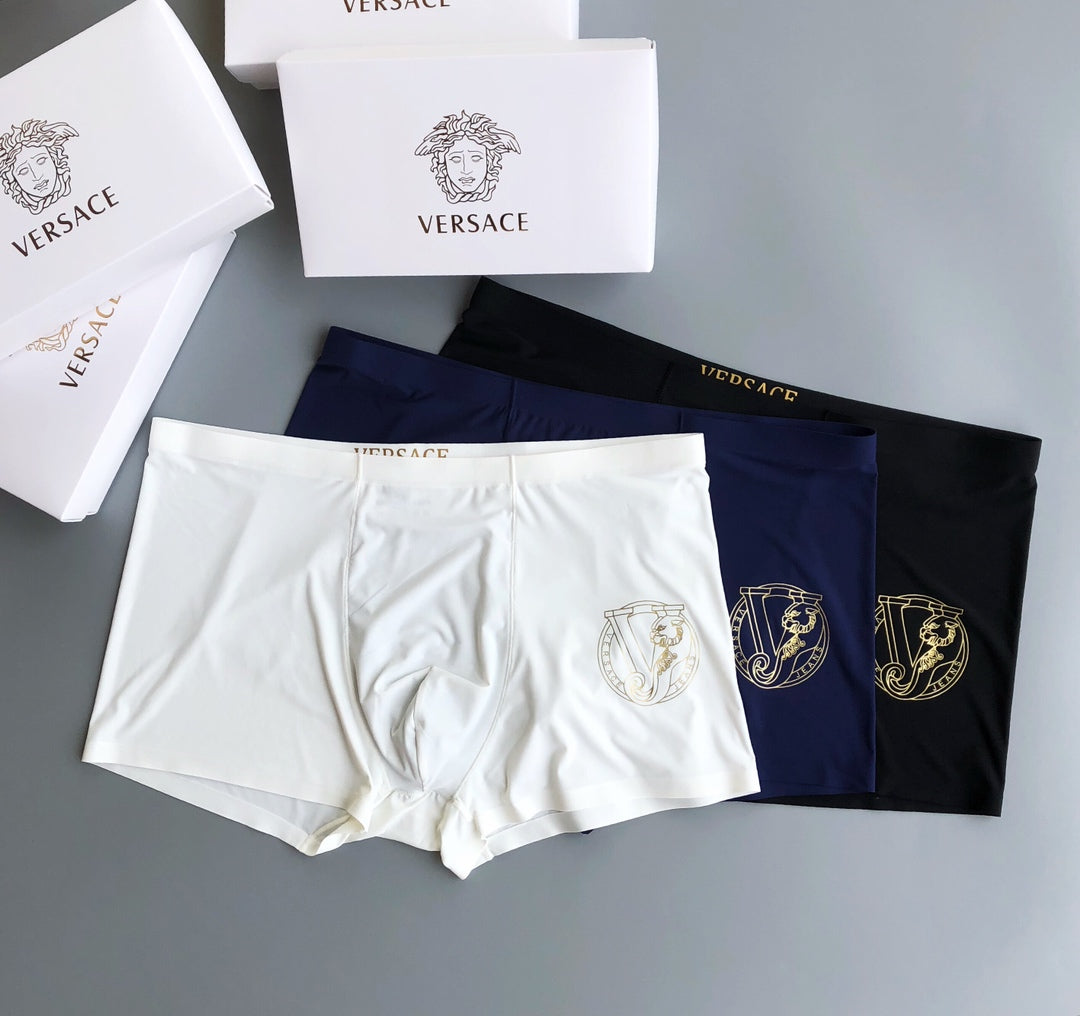 Versace Contrast Logo Waistbands Men's Boxer Briefs - 3-Piece Box