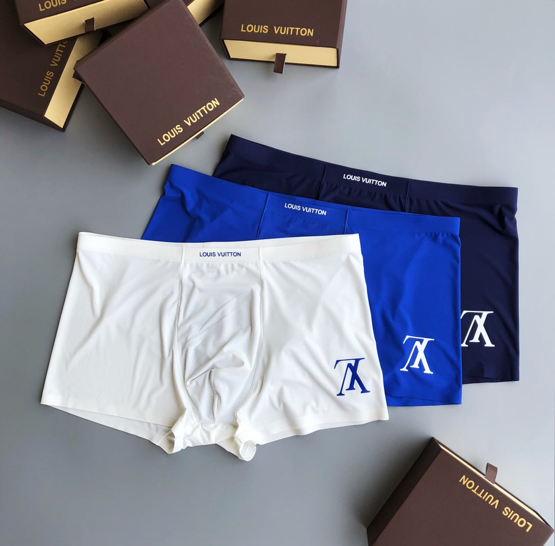 Louis Vuitton Solid Panels And Visible Emblem Details Men's Boxer Briefs - 3-Piece Box