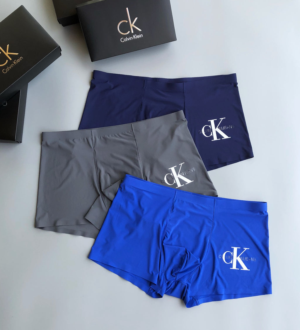 Calvin Klein Contrast Waistbands And Understated Front Branding Men's Boxer Briefs - 3-Piece Box