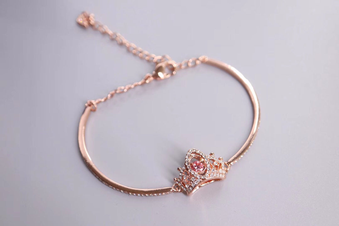 Crown Open Bangle in Polished Metal-Tone side detail