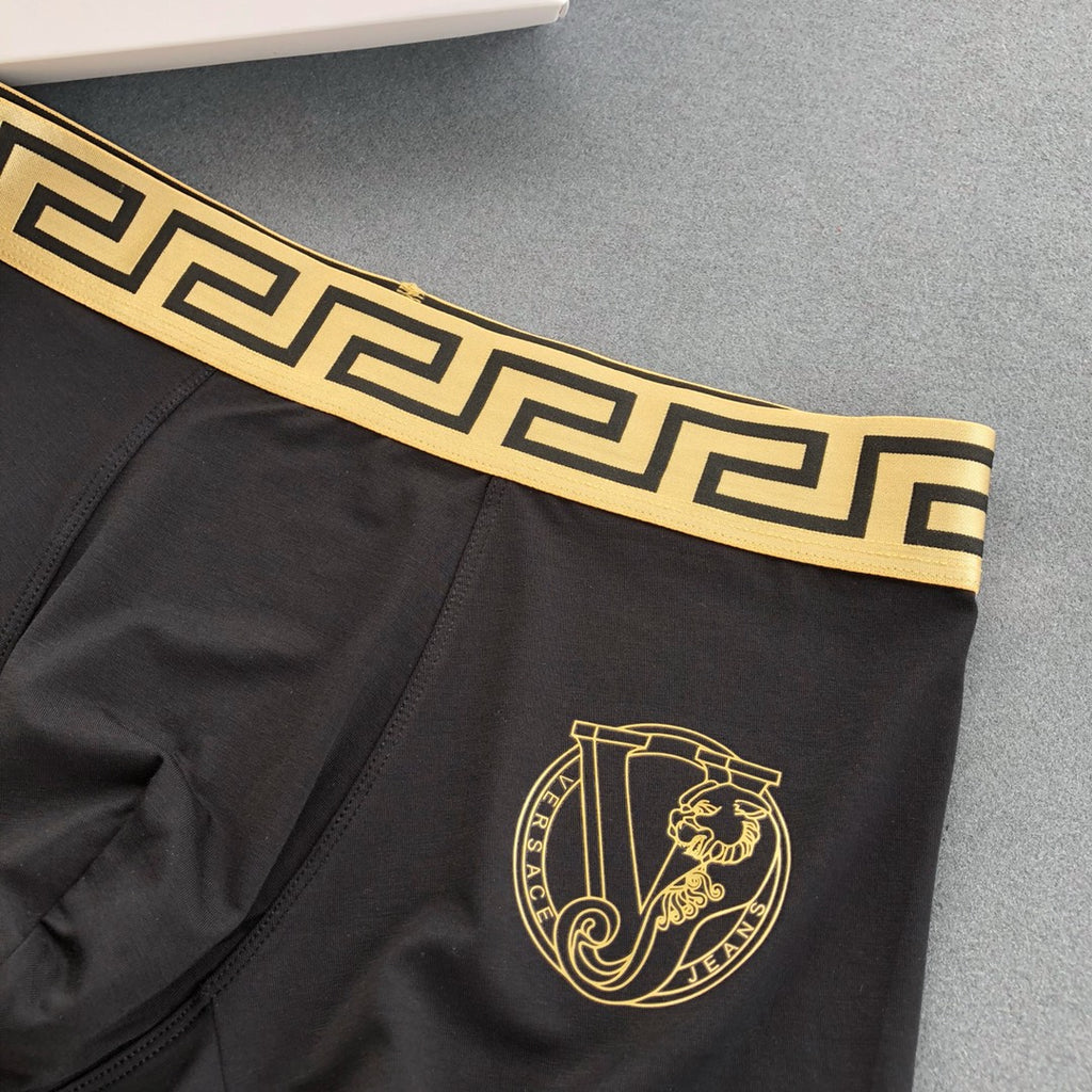 Versace Black Gold Crest Boxer Briefs 3-Piece Box Collection