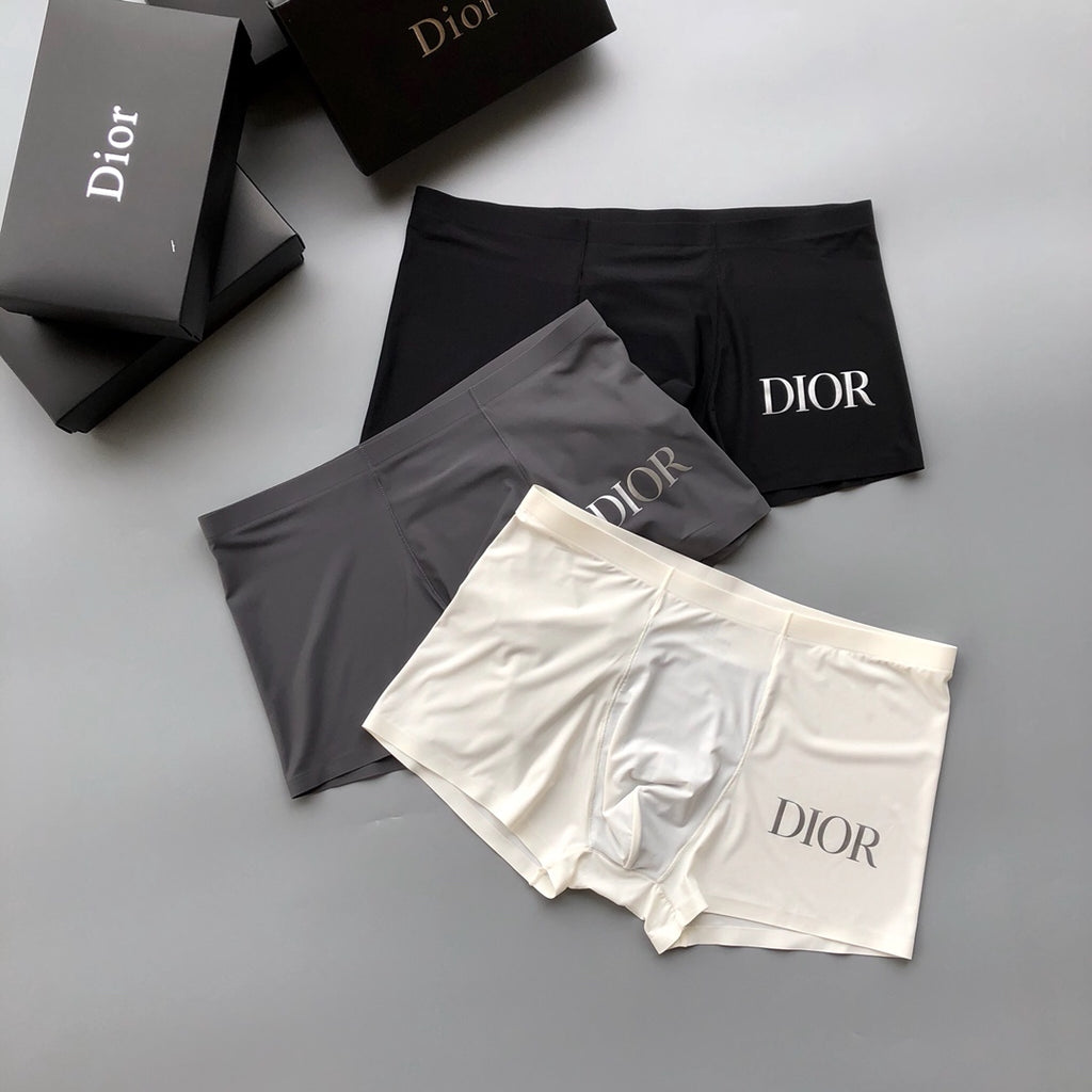 Dior Clean Wordmark Details Men's Boxer Briefs - 3-Piece Box