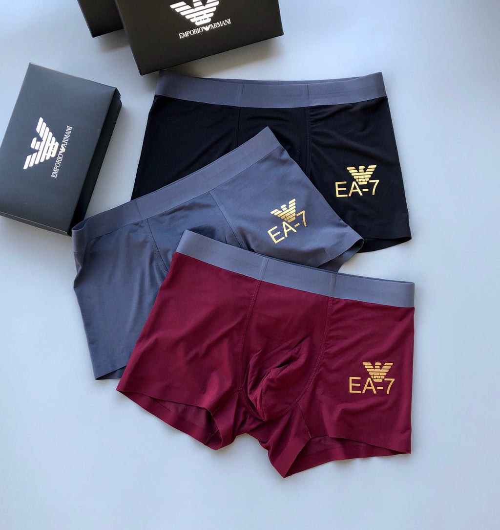 Armani Gold-Tone Ea7 Details Men's Boxer Briefs - 3-Piece Box