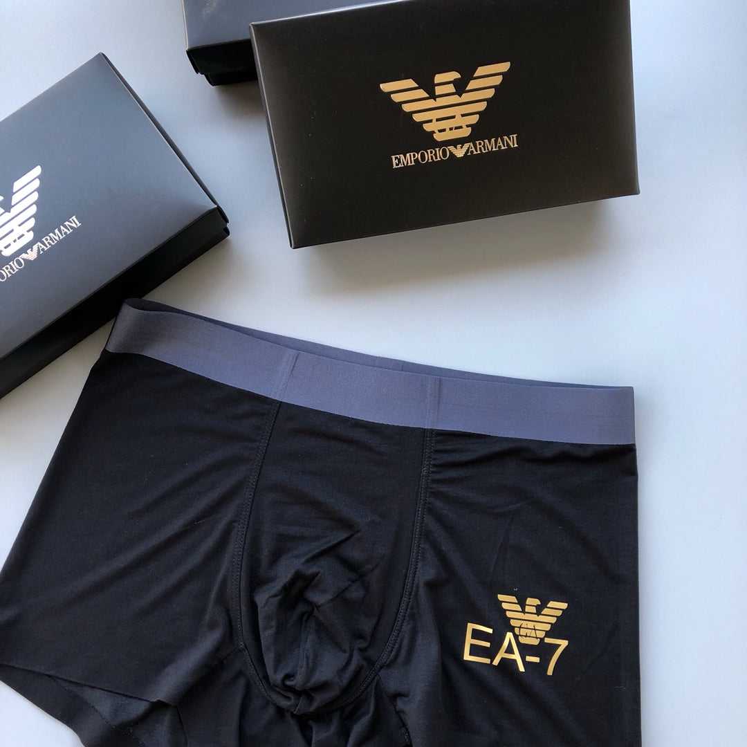 Armani Gold-Tone Ea7 Details Men's Boxer Briefs - 3-Piece Box