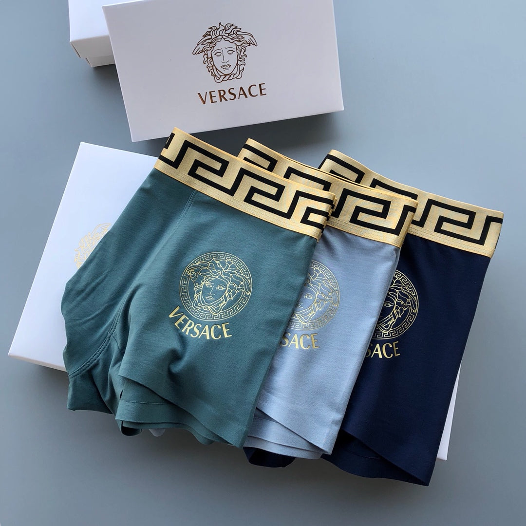 Versace Greek-Key And Medallion Details Men's Boxer Briefs - 3-Piece Box